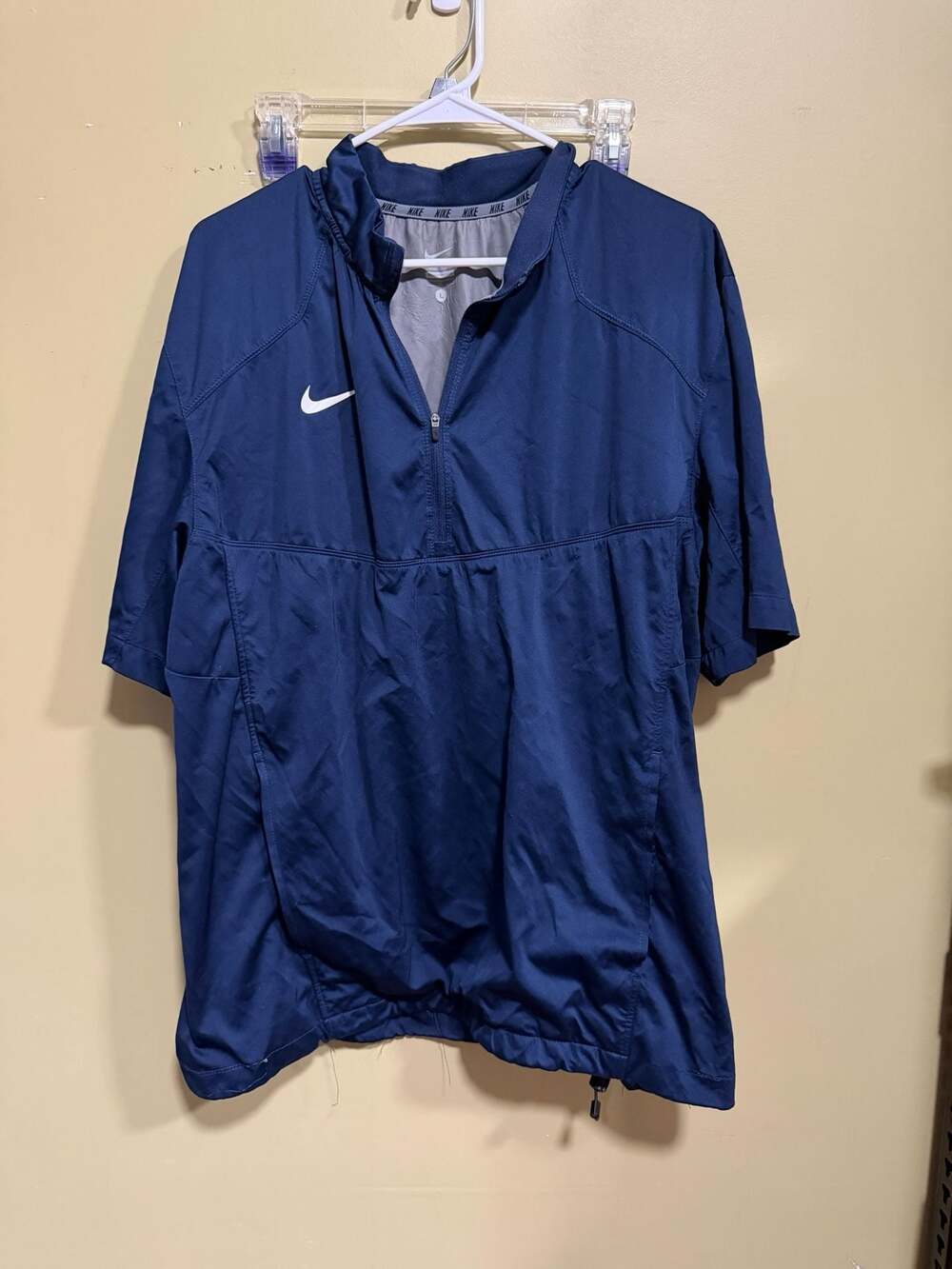 Nike Men's Navy Blue 1/4 Zip Short Sleeve Pullover Jacket, Size Large